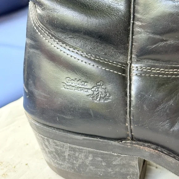 Golden Retriever Black Leather Cowboy Boots - Picture 4 of 13
